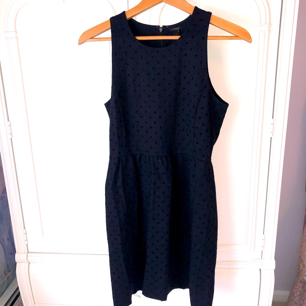 J.Crew Little Black Dress with Velvet Polka Dots